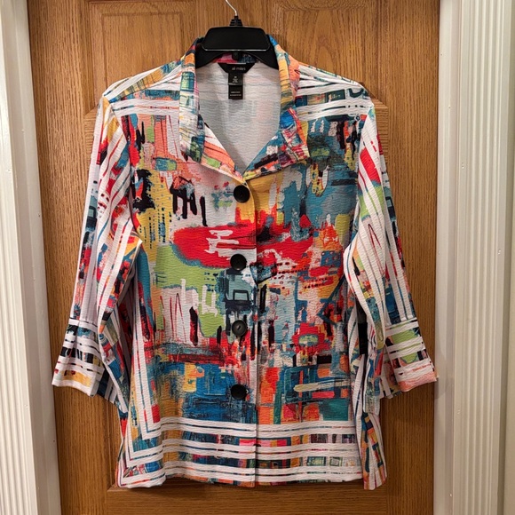 Ali Miles Tops - Ali Miles Multicolor Abstract Jacket